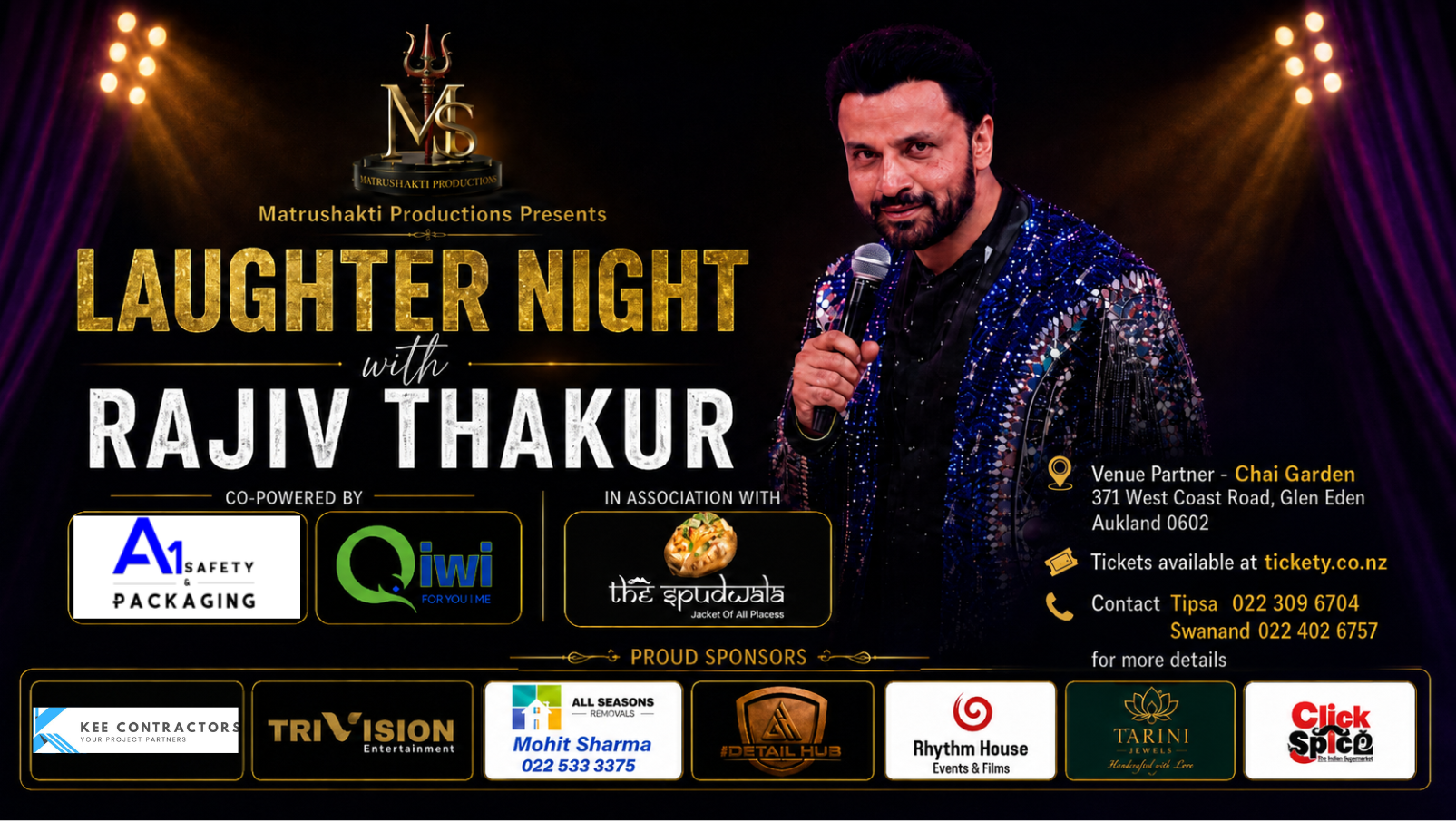 Laughter Night with Rajiv Thakur – Upclose and Personal event poster in Auckland