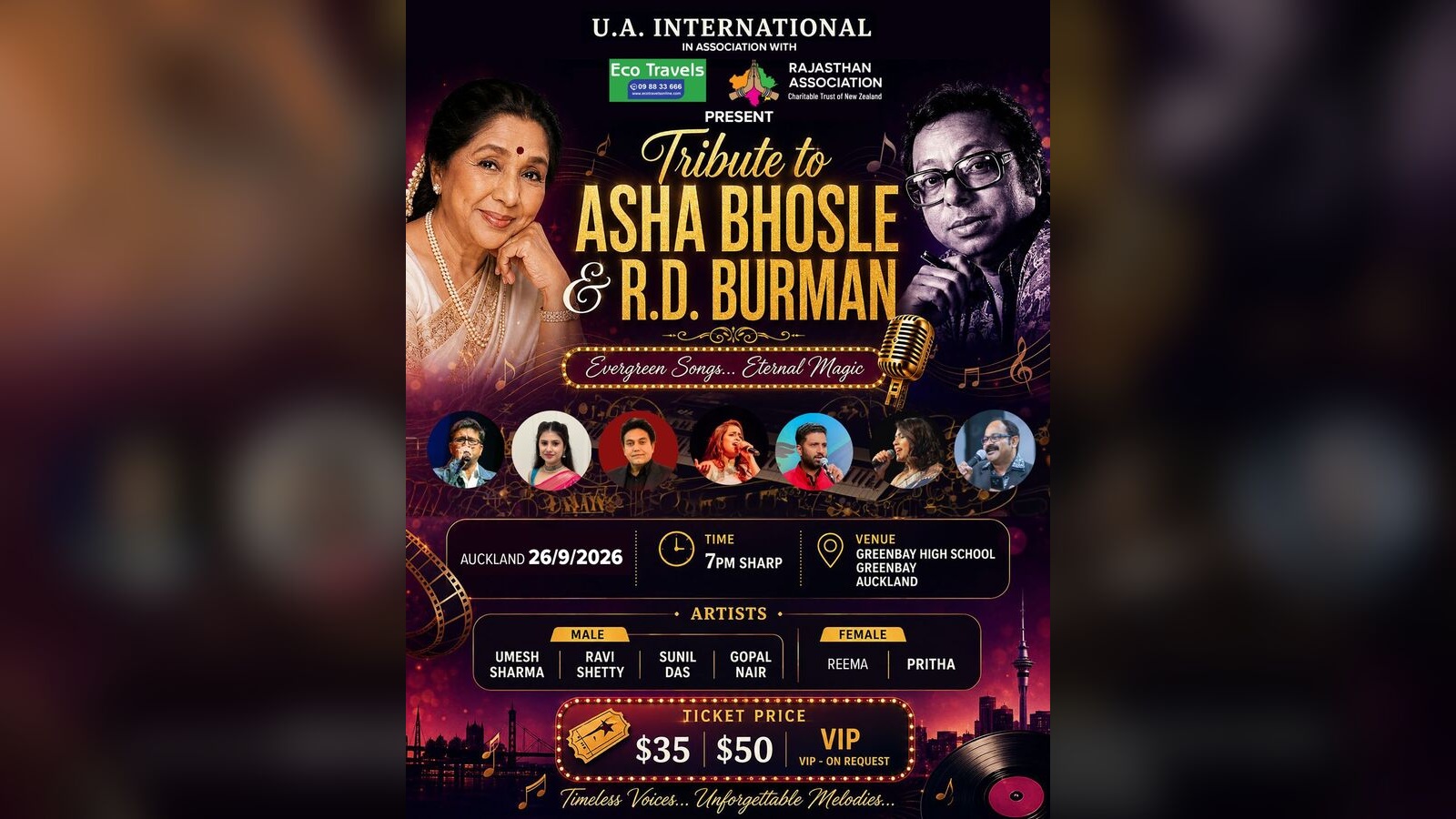 Tribute to Asha Bhosle & R.D. Burman event poster