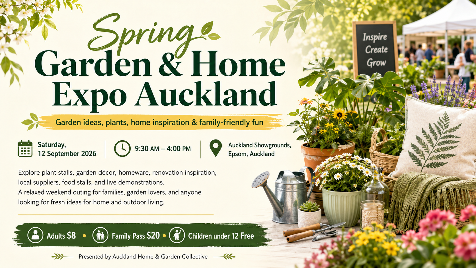 Spring Garden & Home Expo Auckland event poster in Auckland