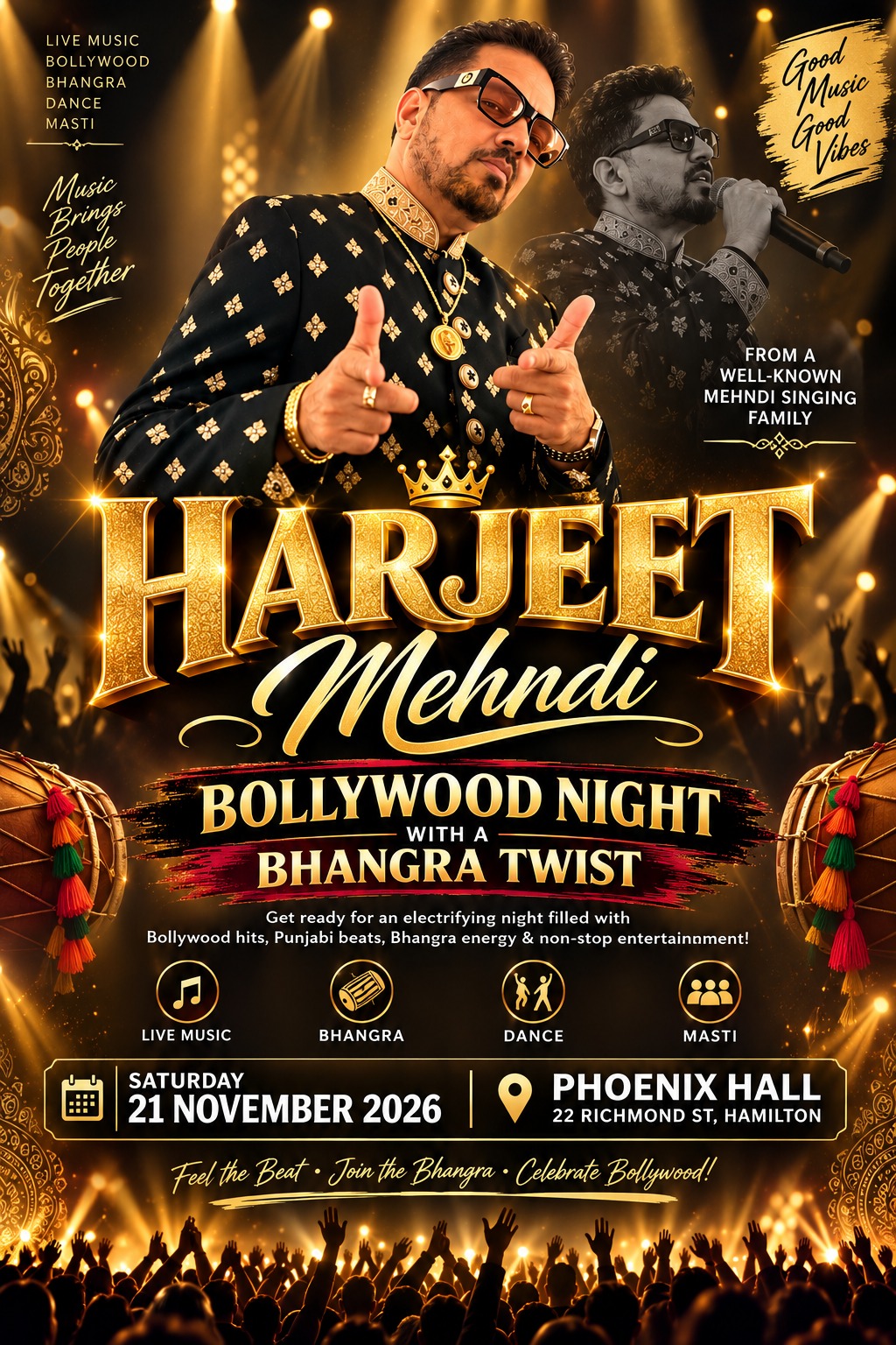 Harjeet Mehndi – Bollywood Night with a Bhangra Twist event poster